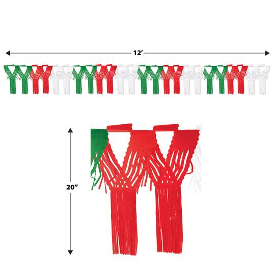 Beistle 12ft. Red, White & Green Drop Fringe Garlands, 2ct.